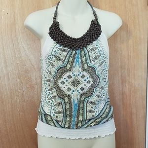 Summer beaded neck tube top